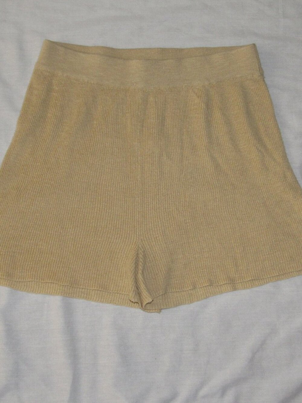 Free People FP Beach Malibu Shorts Size L Golden Mist Tan Surf Knit Boho Cozy